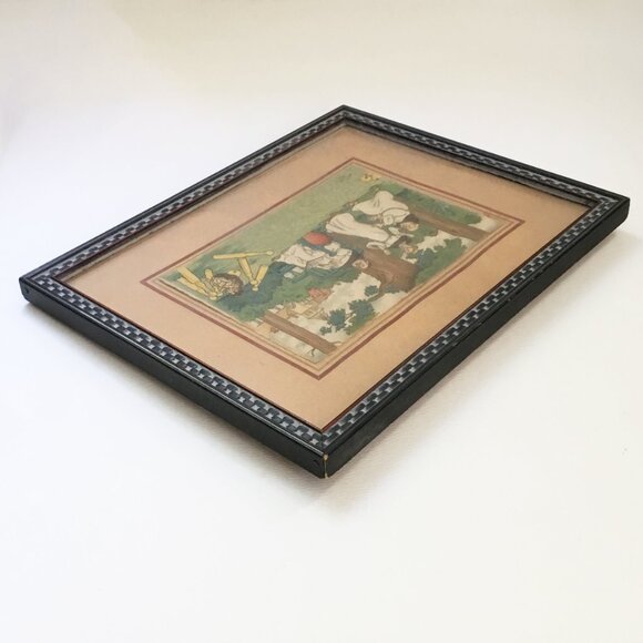 Vintage Harry Eliott Franciscan Monks Friars Lawn Bowling Framed Art Print - Picture 5 of 10